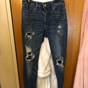 American eagle size 6 mid waist skin fb jeans